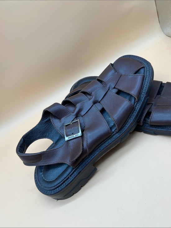 Kenneth Cole New York Mens Sandal 10 Brown Leather Gladiator Made In Italy main image 10